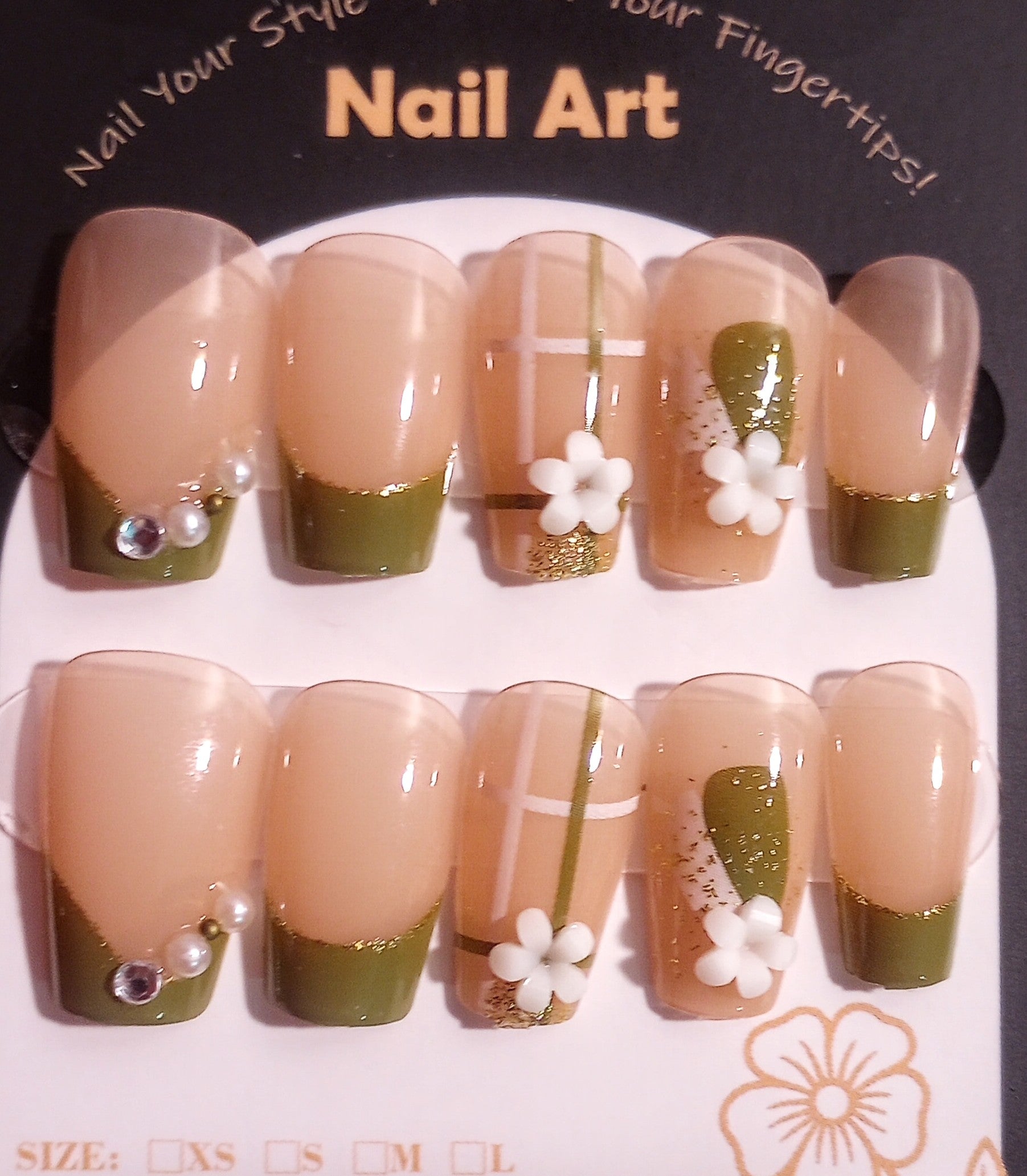 Sparkle and Flowers Nail Set, Size L