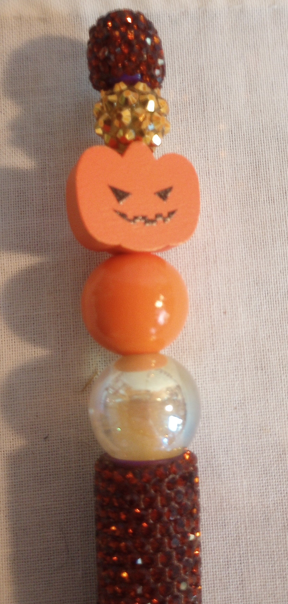 The Lady Sue Orange Beaded Jack O Lantern Pen
