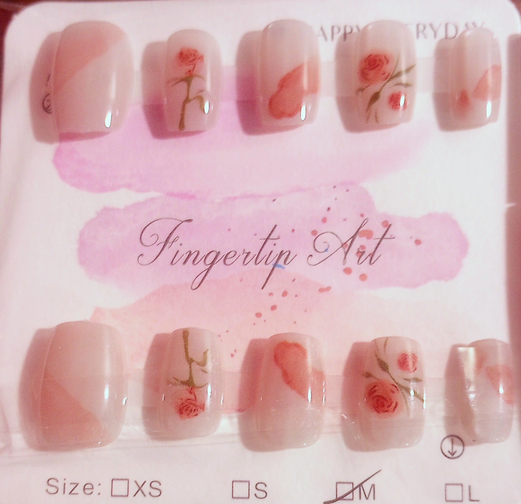 Delicate Roses Nail Art Set, Size L